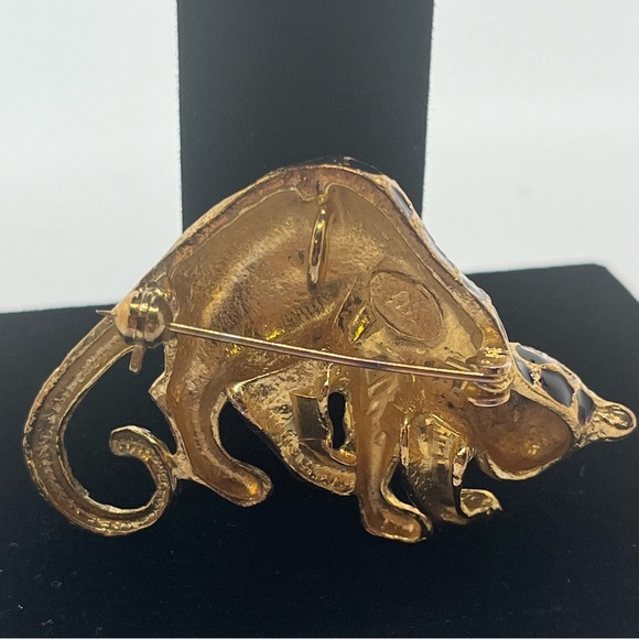 Vintage Park Lane Enamel Leopard Brooch/Pendant Rhinestone Eyes cheetah leopard - Picture 6 of 12